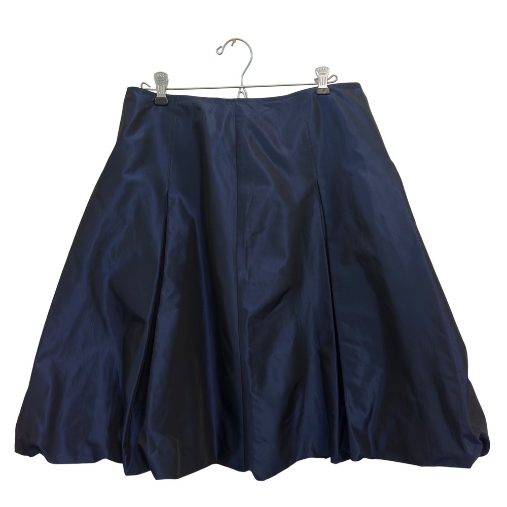 Talbots Pleated Bubble Hem Skirt Womens 10P Navy Blue Italian Fabric Petite 00s